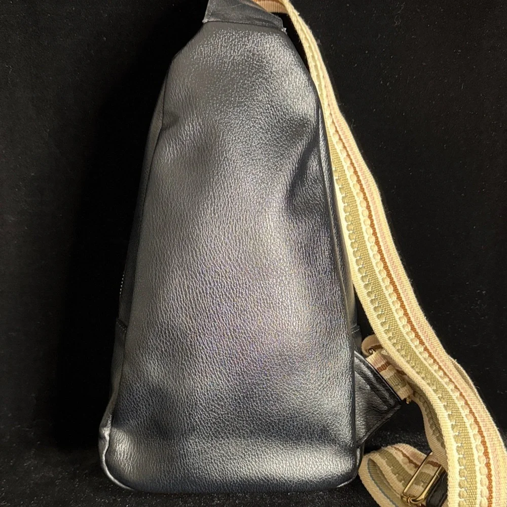 Elegant Faux Black Leather Crossbody Bag